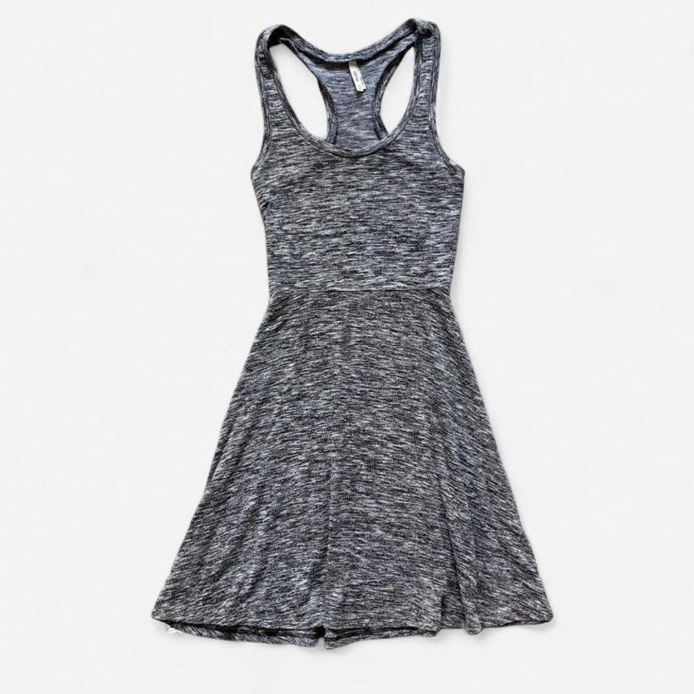 Y2K Mudd Mini Dress Tank Racerbak Gray Spacedye Fit Flare Skater XS Summer Sun